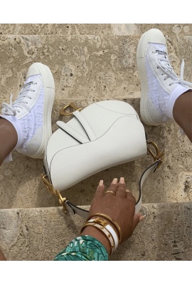 DIOR WHITE ON WHITE SOCK TRAINERS ( LOW TOP )