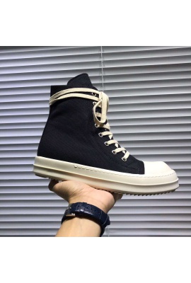 RICK OWENS COTTON CANVAS HIGH TOP SNEAKERS 