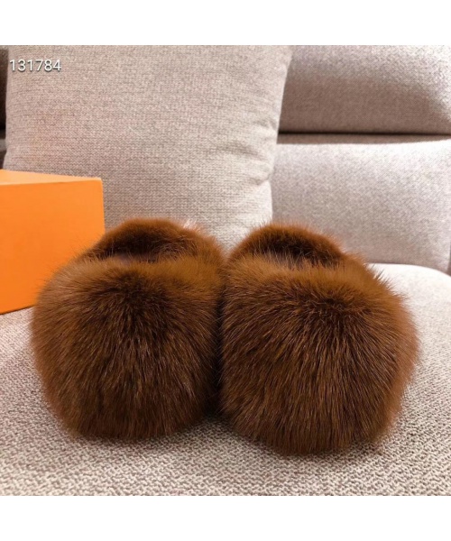 LV REAL FUR SLIPPERS 
