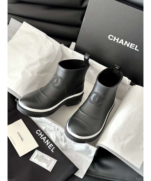 CHANEL RUBBER ANKLE BOOTS